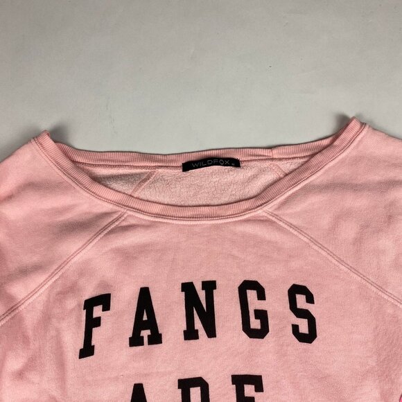 NWT Wildfox Sweatshirt Women's Size Medium "Fangs Are Fantastic" Pink - Picture 4 of 15